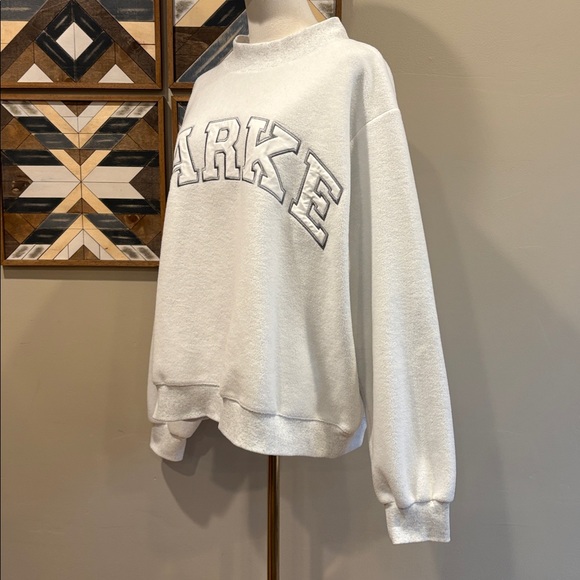 PARKE Inside Out Varsity Fleece Mockneck White / Light Grey size L/XL - Picture 3 of 10